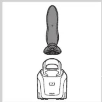 Illustration of a vacuum cleaner with a cylindrical component and a flat blade (no text or symbols)