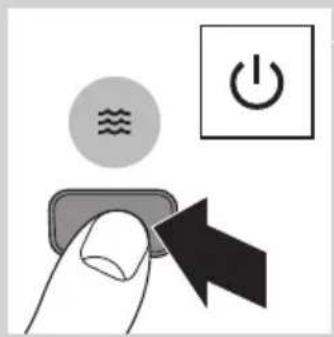 Diagram showing a finger pressing a button with icons for power, thermal, and current control buttons