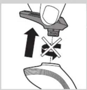 Diagram showing a hand operating a device with an upward arrow and a cross symbol, no text or labels present.