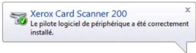 Xerox Card Scanner 200 Le pilote logiciel de périphérique a été correctement installé.