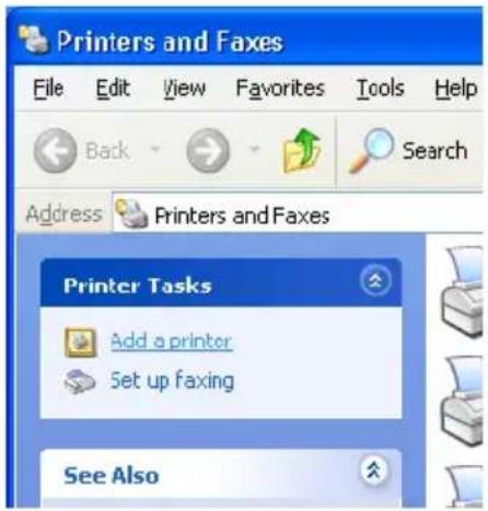 Printers and Faxes File Edit View Favorites Tools Help Back Search Address Printers and Faxes Printer Tasks Add a printer Set up faxing See Also