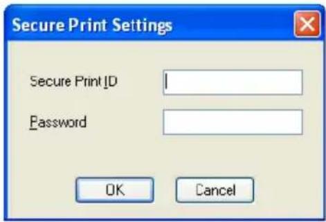 Secure Print Settings Secure Print ID Password OK Cancel
