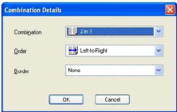 Combination Details Combination 2 in 1 Order Left-to-Right Border None OK Cancel