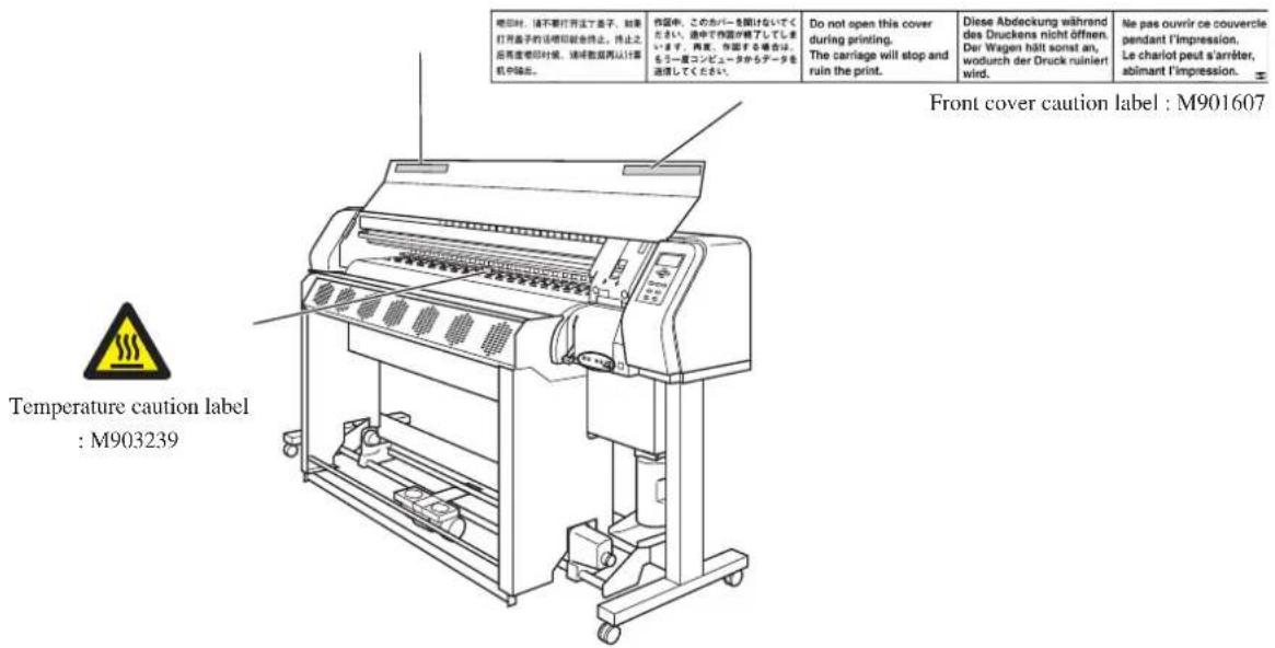 Temperature caution label : M903239 Equipment to be connected to another or no outlet only. Apparate as has fillable joint oil/wetting. Apparate shall enable t-11 joint setting.