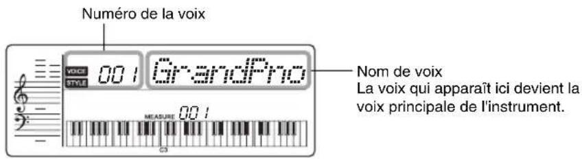 Numéro de la voix VOCY 001 GrandPro STYLE MEASURE 001 Nom de voix La voix qui apparaît ici devient la voix principale de l'instrument.