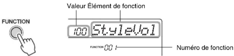 Valeur Élément de fonction FUNCTION 100 57,41,21,01 FUNCTION 00 i Numéro de fonction