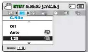 STERT 0:00:00 [47:5Mn] C.Nite Off Auto 1/25 MENU Exit