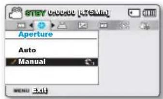 STAY 0:00:00 [27:5Min] Aperture Auto Manual MENU Exit