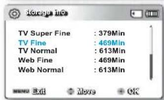 TV Super Fine : 379Min TV Fine : 469Min TV Normal : 613Min Web Fine : 469Min Web Normal : 613Min