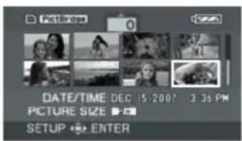 Picture DATE/TIME DEC 15 2007 3:36 PM PICTURE SIZE SETUP ENTER