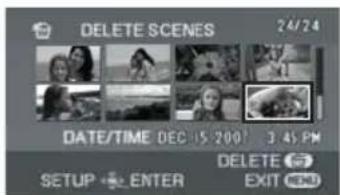 DELETE SCENES 24/24 DATE/TIME DEC 15 2007 3:45 PM SETUP ENTER DELETE EXIT NEDD