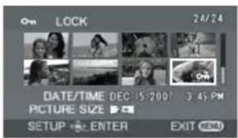 Open LOCK 24/24 DATE/TIME DEC 15-2007 3:45 PM PICTURE SIZE SETUP ENTER EXIT