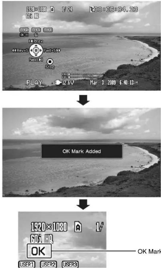 1920×1080 A 1/24 ToOO:OS:04.23 GOI HQ U3:01 U3:12 U3:23 OK 1 Prev Rev5 Fwd-5 Next-1 Stop PLAY 12.6V Mar 3, 2009 6:40:13:1 OK Mark Added 1920×1080 A 1/ GOI HQ OK USER1 USER2 USER3 OK Mark