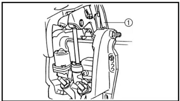 Technical diagram of a mechanical assembly with labeled component ①