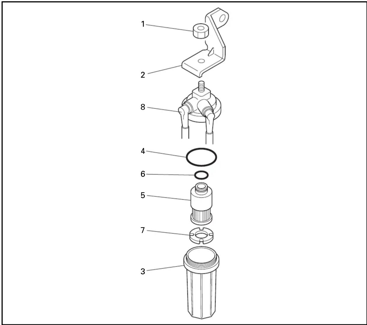 Exploded view diagram of a mechanical component with numbered parts for identification