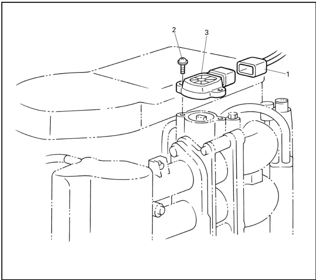 YAMAHA F115A - REMOVING/INSTALLING THE THROTTLE POSITION SENSOR - 1