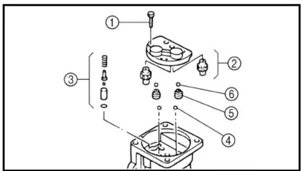Exploded view diagram of a mechanical assembly with numbered parts for identification