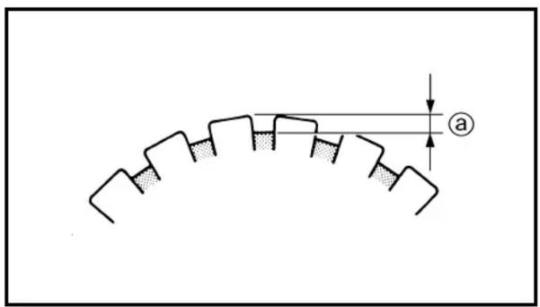 Diagram showing a curved structure with shaded regions and an arrow labeled 'a' indicating direction or force.