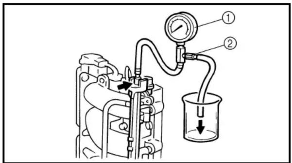 Technical diagram of a mechanical device with labeled components and directional arrows indicating flow or movement.