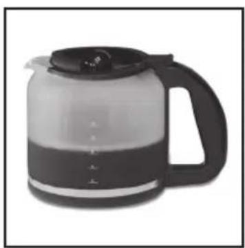 Exterior view of a modern coffee maker with black handle and glass body (no text or symbols visible)