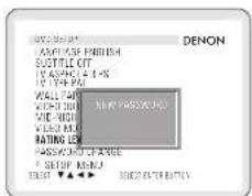 DENON LANGUAGE ENGLISH SUBTITLE OFF TYPICALS & 4.5% TV TYPICAL WALL PART WORKOUT MINI-DRIVE MINI-MIN RATING LEG PASSWORD OF RANGE TSETUP MENU SELECT ▼▲▲▼ SELECT SWITCH BUTTON