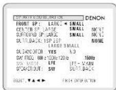 SP-MNT CONTROLS FRONT SP: LARGE ≤ SMALL CENTER SP: LARGE ≤ SMALL NONE S:ROUND SP: LARGE ≤ SMALL NONE SLR Back: 15P 25P NONE SLR BACK: LARGE ≤ SMALL SL SWC ORD YES 3.0 SW FREQ: 100 x 100x120 lb 750kb SW MOUT: LFE - 5WAN SP/BACK OUT: SW SURE BACK SELECT ▼▲◀◀ FREE ENTER BUTTON
