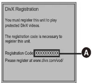 DivX Registration You must register this unit to play protected DivX videos. The registration code is necessary to register this unit. Registration Code:XXXXXXXXXXXXXXX Please register at www.divx.com/vod/