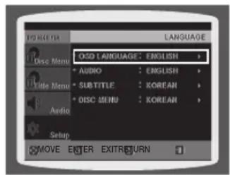 PICKLE NAME LANCE 10 DISC MENU Title Menu Audio ADD AUDIO : ENGLISH SUBTITLE : KOREAN DISC MENU : KOREAN Setup MOVE EXIT EXIT RETURN