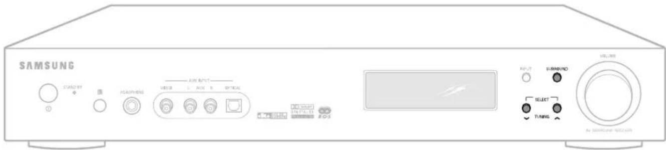 SAMSUNG START BY R HEARTPHONE AVEN OUTPUT VOCER L AVEN R OPTICAL INPUT SURROUND SELECT TURING AVI SENSIFICATION ACCESS
