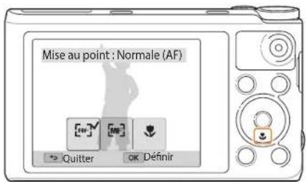 Mise au point : Normale (AF) → Quitter OK Définir