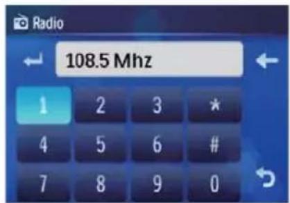 Radio 108.5 Mhz 1 2 3 * 4 5 6 # 7 8 9 0