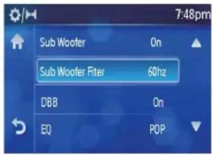 7:48pm Sub Woofer On Sub Woofer Fiter 60hz DBB On EQ POP
