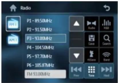 Radio P1 - 89.50MHz P2 - 91.50MHz P3 - 93.00MHz P4 - 104.50MHz P5 - 97.70MHz P6 - 105.87MHz FM 93.00MHz