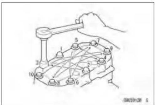 Diagram of a mechanical or electrical device with numbered components and connecting lines, possibly indicating a circuit or signal path.