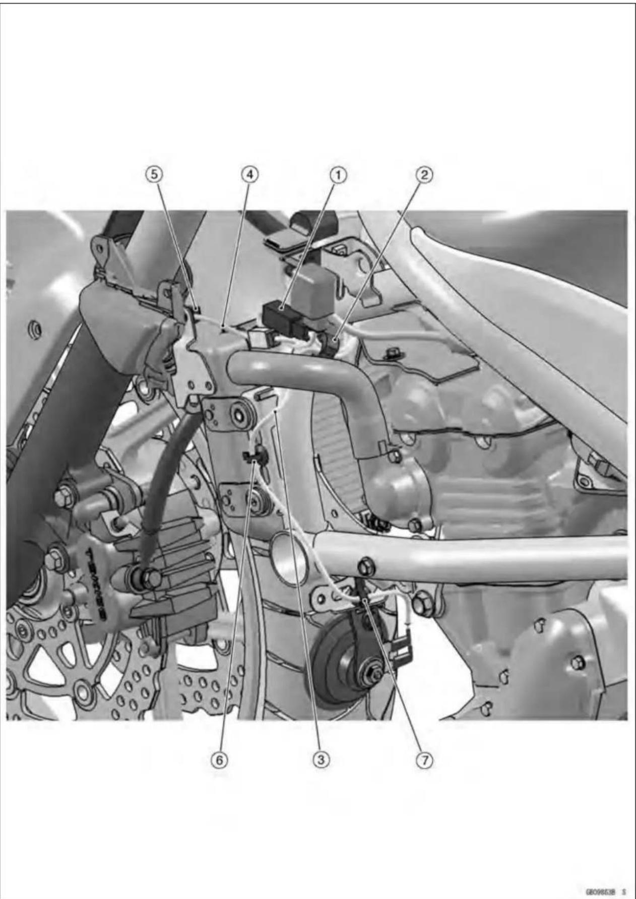 Technical diagram of a vehicle engine assembly with numbered components for identification