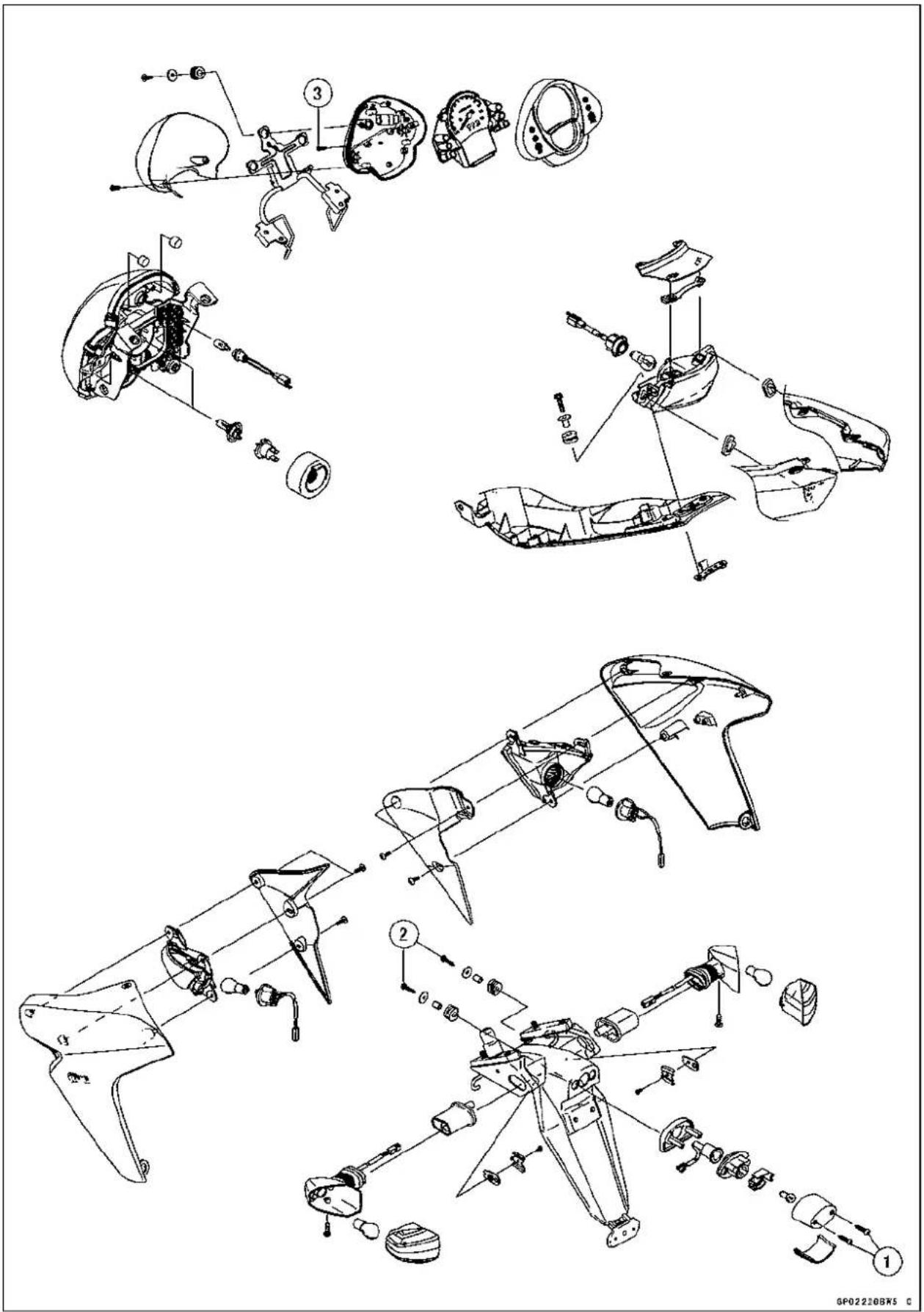 Technical diagram of a mechanical assembly with exploded and assembled views, numbered components for identification.