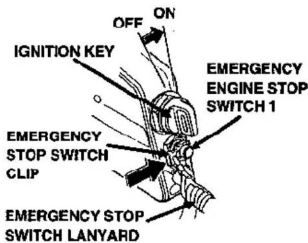 IGNITION KEY OFF ON EMERGENCY ENGINE STOP SWITCH 1 EMERGENCY STOP SWITCH CLIP EMERGENCY STOP SWITCH LANYARD