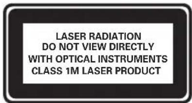 LASER RADIATION DO NOT VIEW DIRECTLY WITH OPTICAL INSTRUMENTS CLASS 1M LASER PRODUCT