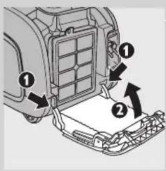 Diagram of a vehicle interior showing labeled parts with arrows indicating movement or assembly