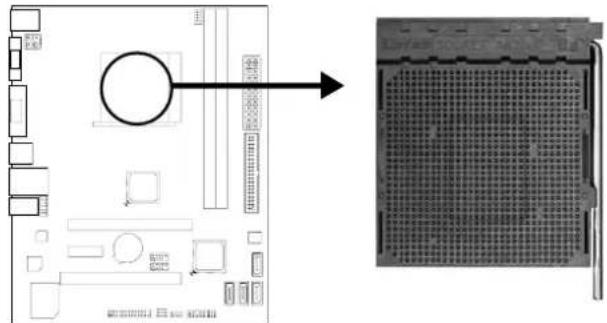 Diagram showing a microchip layout with labeled components and an arrow indicating direction, alongside a close-up of the chip's internal structure.