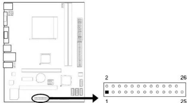 Floor plan diagram with numbered layout and directional arrow, showing room layouts and numbered indicators