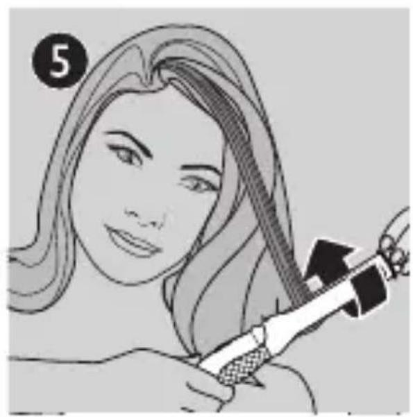 Illustration of a person styling hair with a brush (no text or symbols)