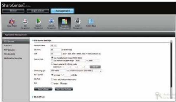 D-LINK DNS-327L - Gestion des applications Serveur FTP - 1