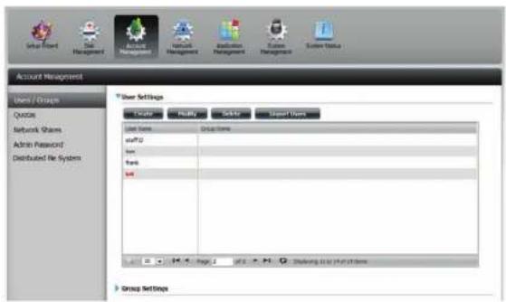 D-LINK DNS-327L - Modification des utilisateurs - 1