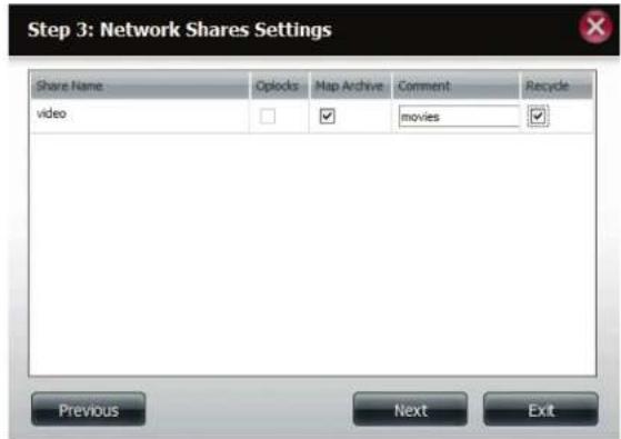 D-LINK DNS-327L - Assistant Ajouter/Modifier des partages réseau - 6