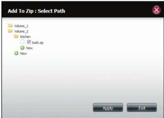 D-LINK DNS-327L - Créer un fichier zip dans le dossier sélectionné - 5