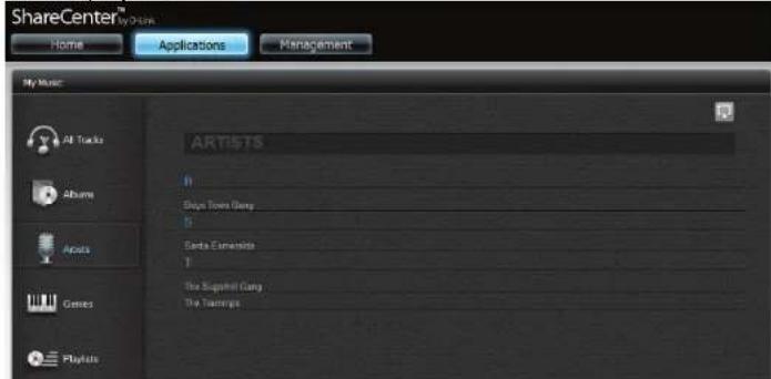 ShareCenter™ My Music Home Applications Management My Music All Tracks Albums Acids Games Playlists ARTISTS Shyn Toms Gang Santa Escanola The Suppatic Gang The Tannings