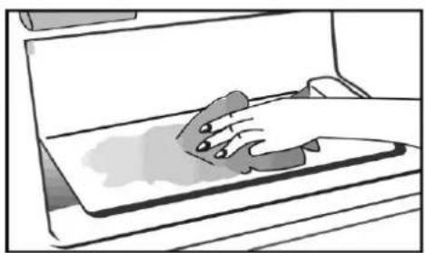 Illustration of a hand pressing down on a device (no text or symbols visible)