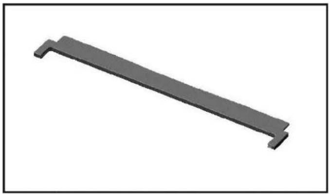 3D rendered image of a black mechanical lever or bracket (no text or symbols)