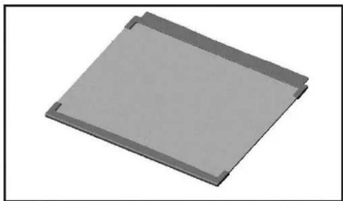 3D rendering of a gray rectangular object with a black border, no visible text or symbols